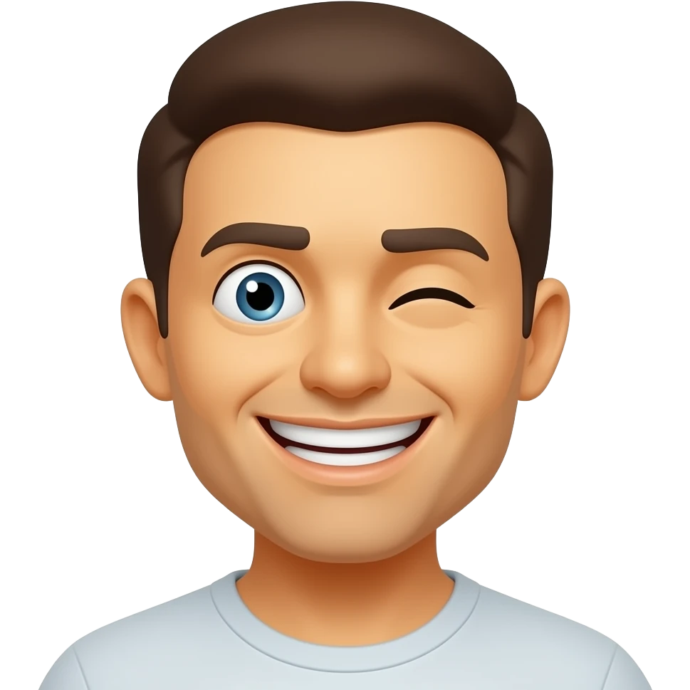 Classic yellow emoji big toothy smile twitching eye crazy reluctant emoji