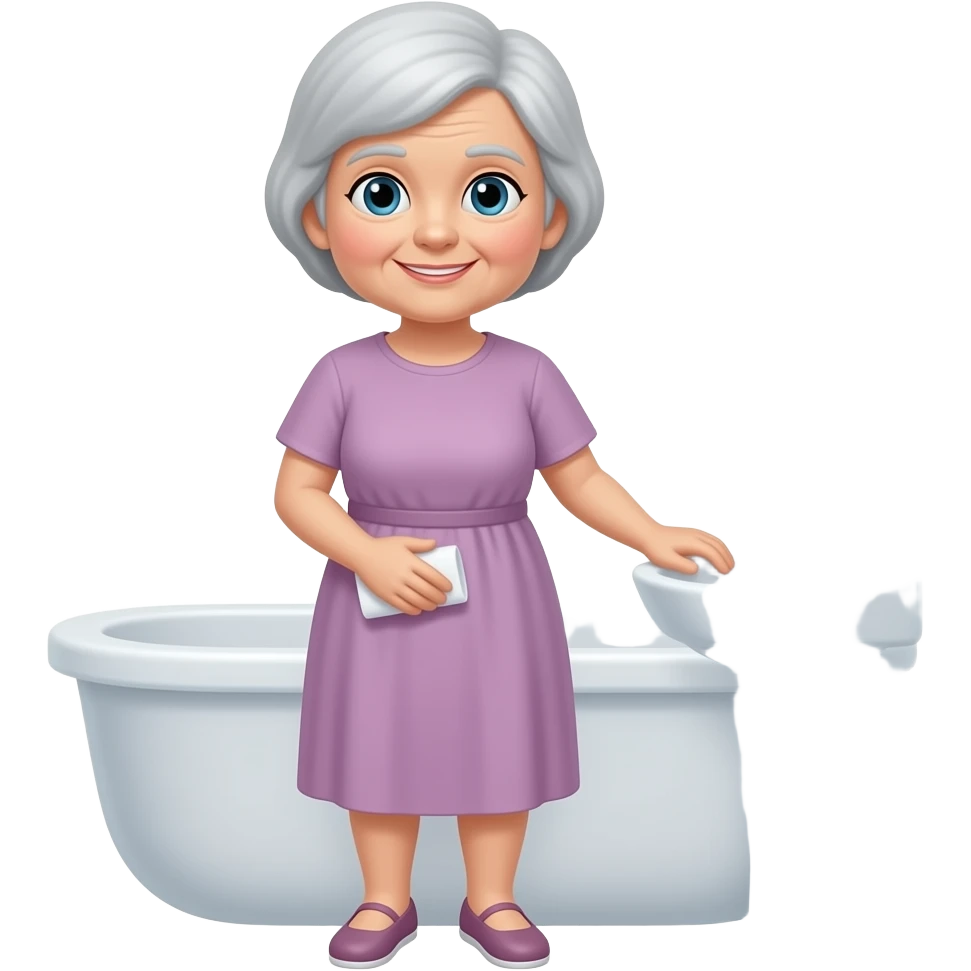 elderly woman getting help in the bathroom emoji