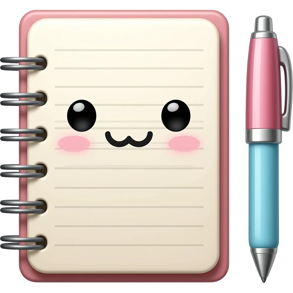 cute journal and pen emoji