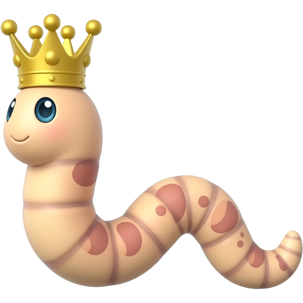 Worm with a crown on (no face on worm) emoji