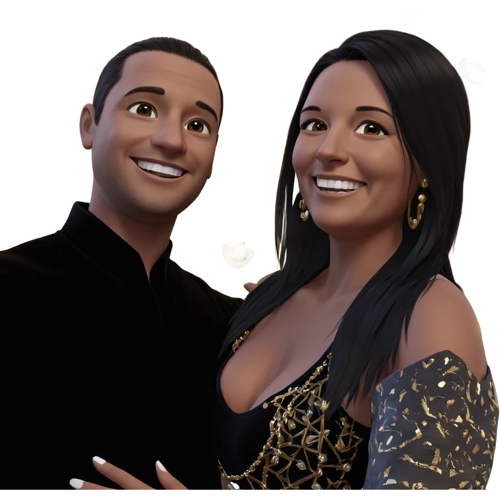 smiling couple with jewelry emoji