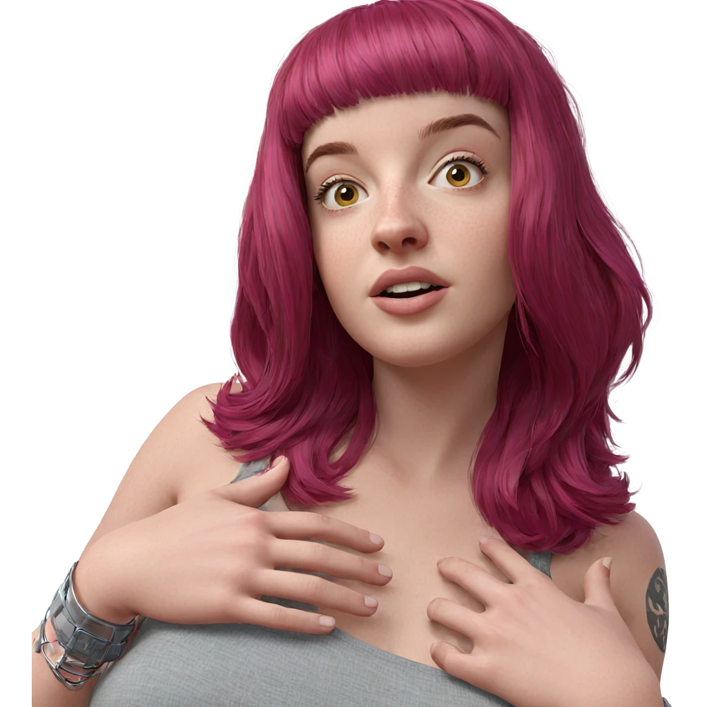 realistic portrait of pink-haired girl emoji