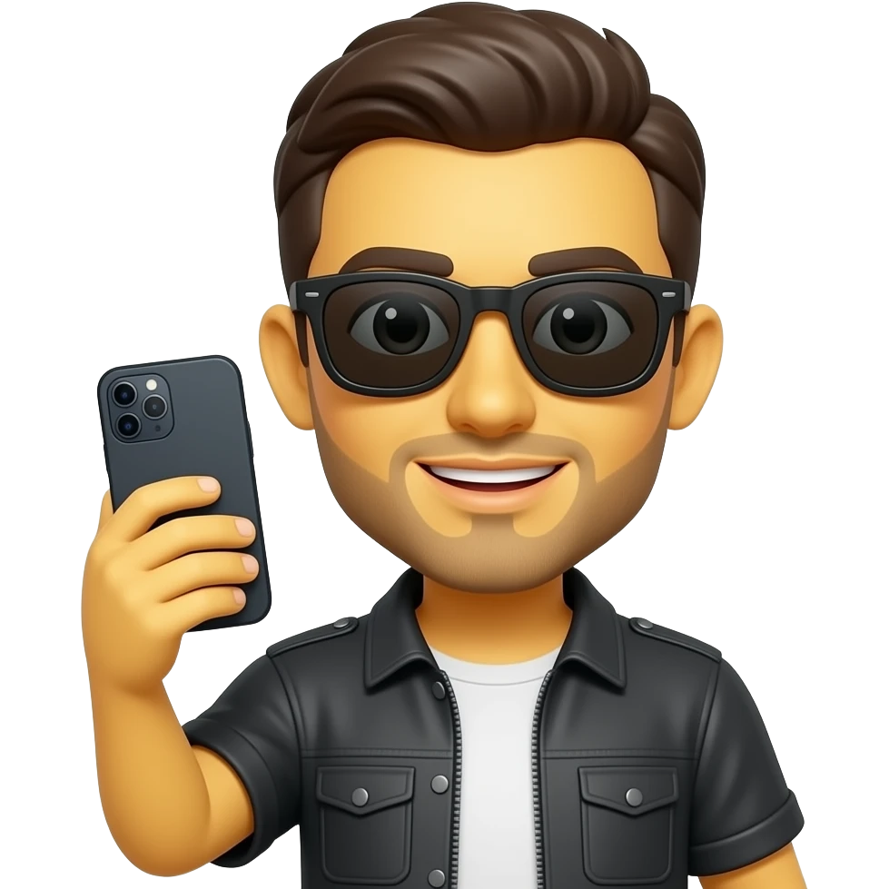 😎🤳cool glasses yellow emoji holding a phone emoji