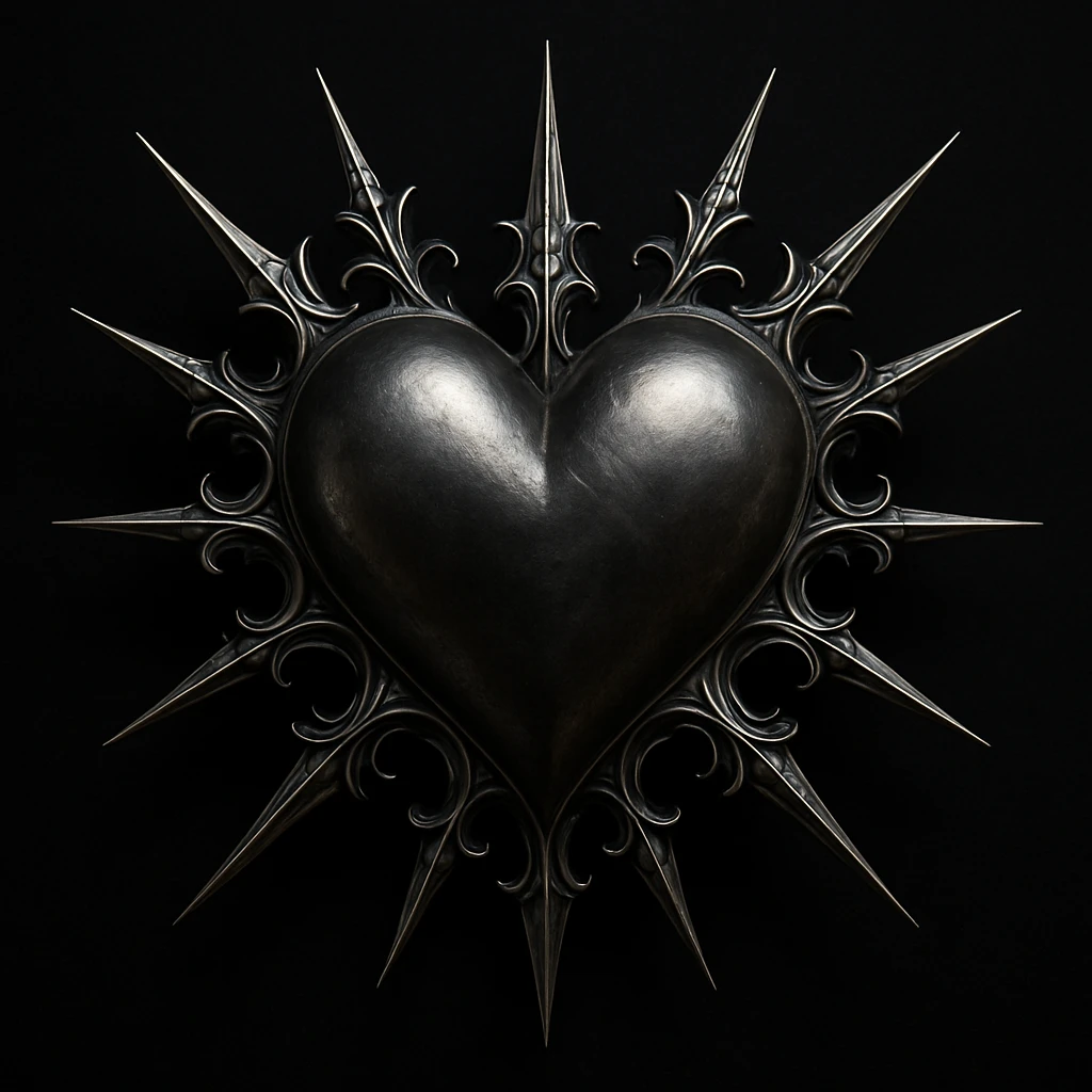 gothic heart with silver spikes emoji