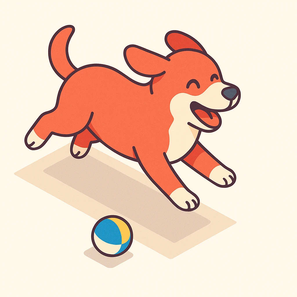 happy dog running after ball emoji