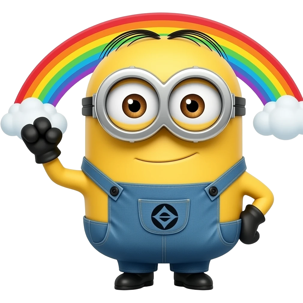 Minion gigante de Meu Malvado Favorito com superpoderes do arco-íris emoji
