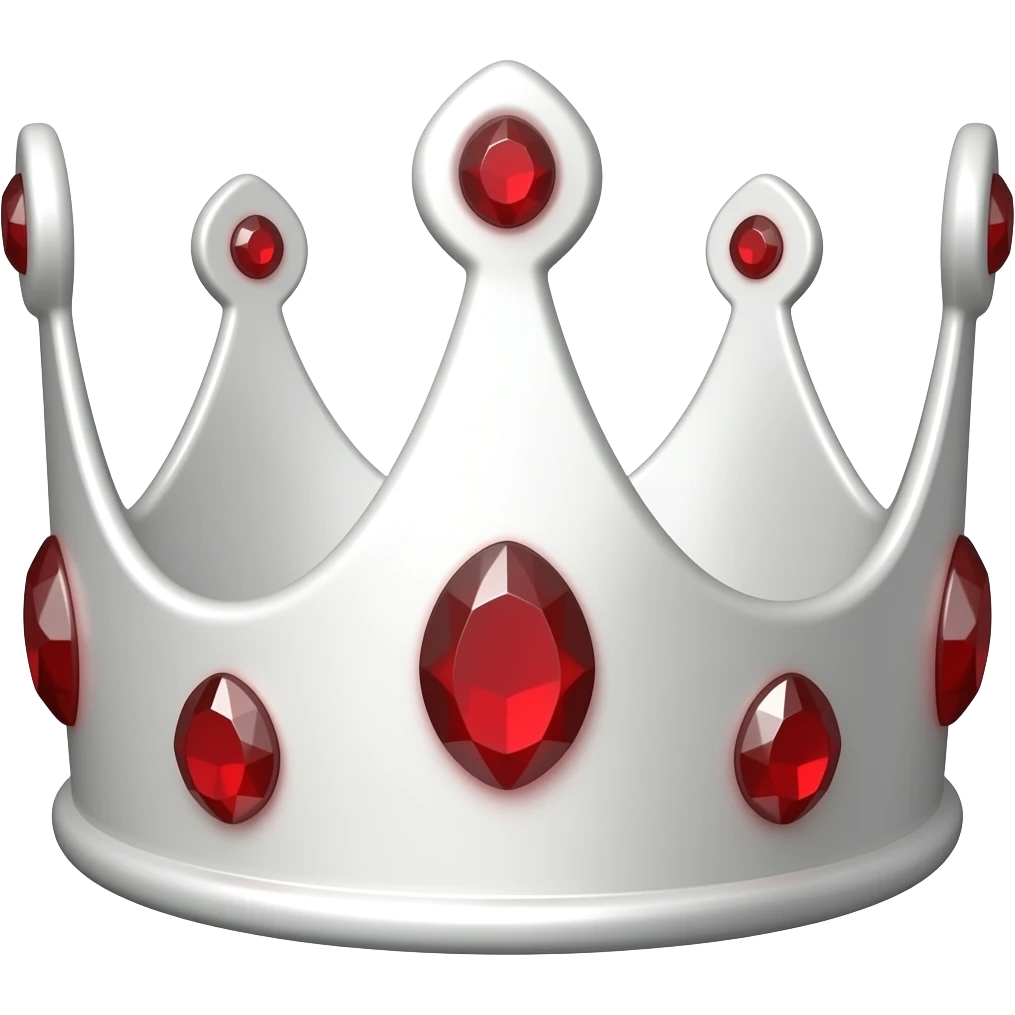 pointy white crown with red gems emoji
