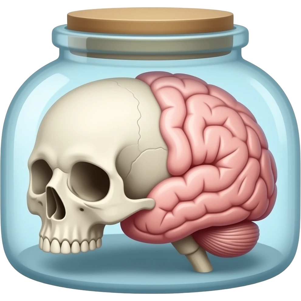 A skull in a brain jar emoji
