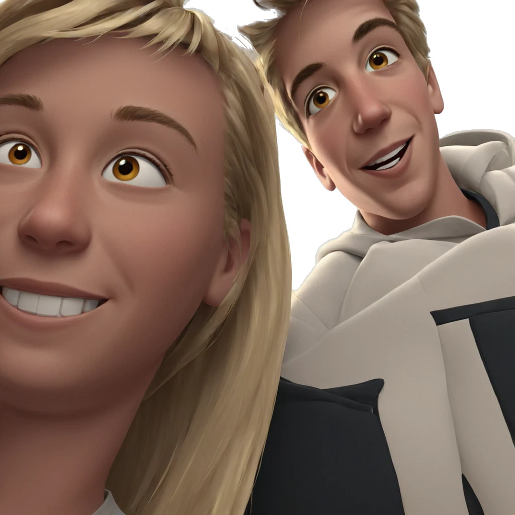 happy girl and boy meme emoji