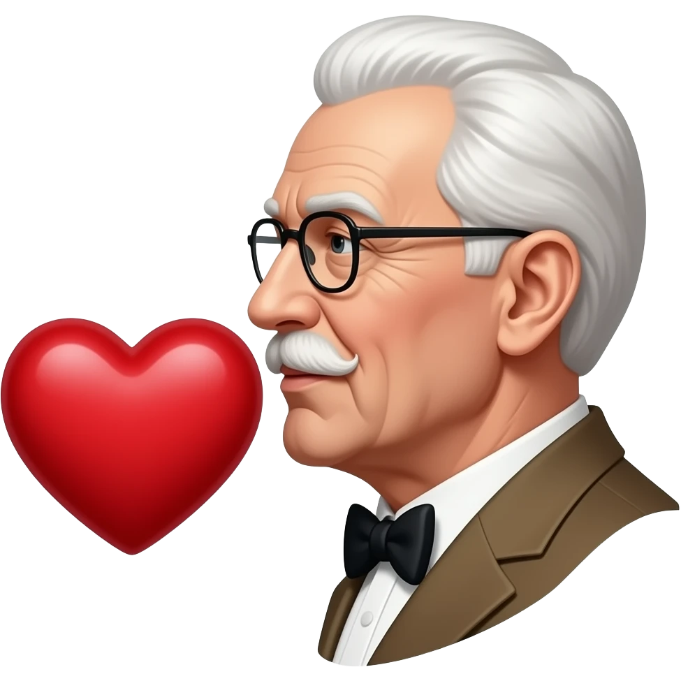 Colonel sanders side profile blowing a big heart emoji