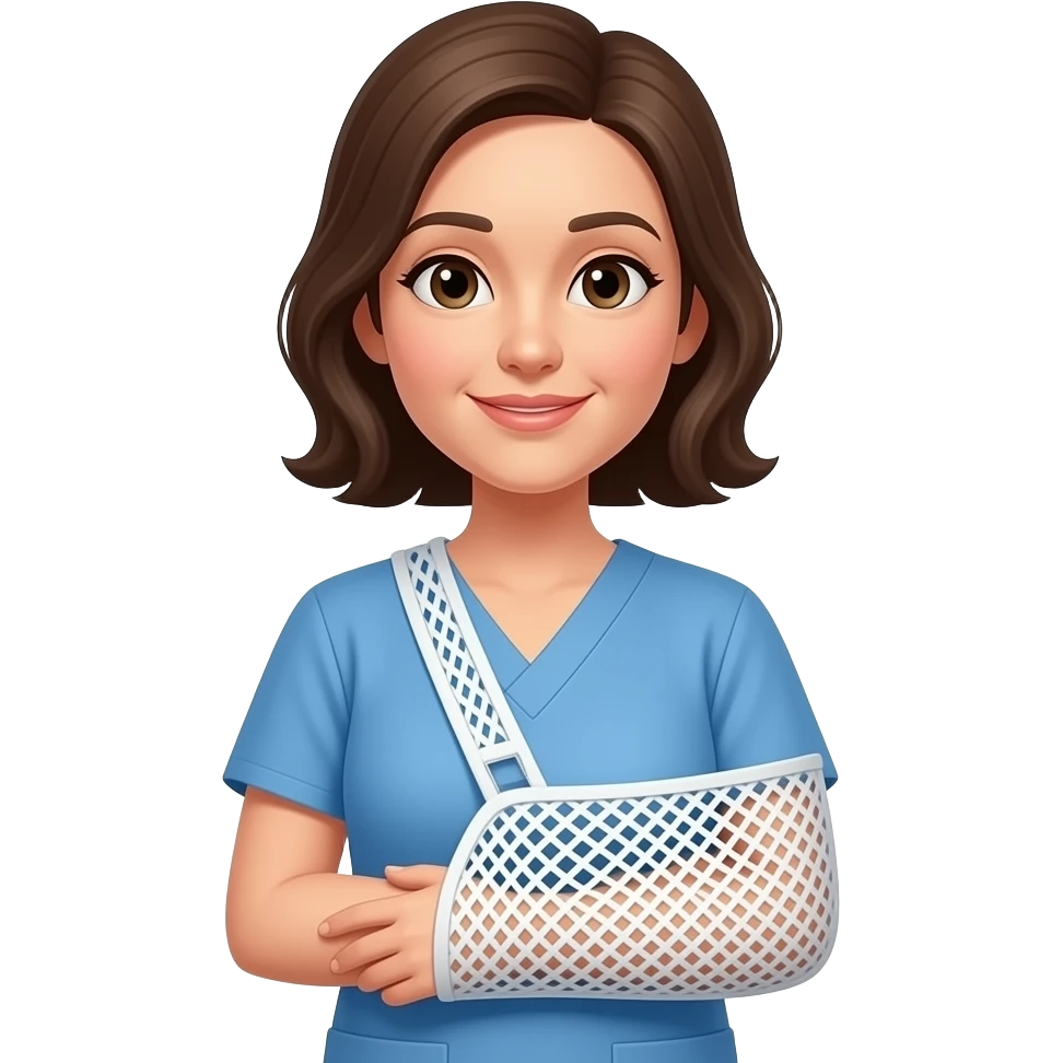 Woman wearing sling on right arm emoji