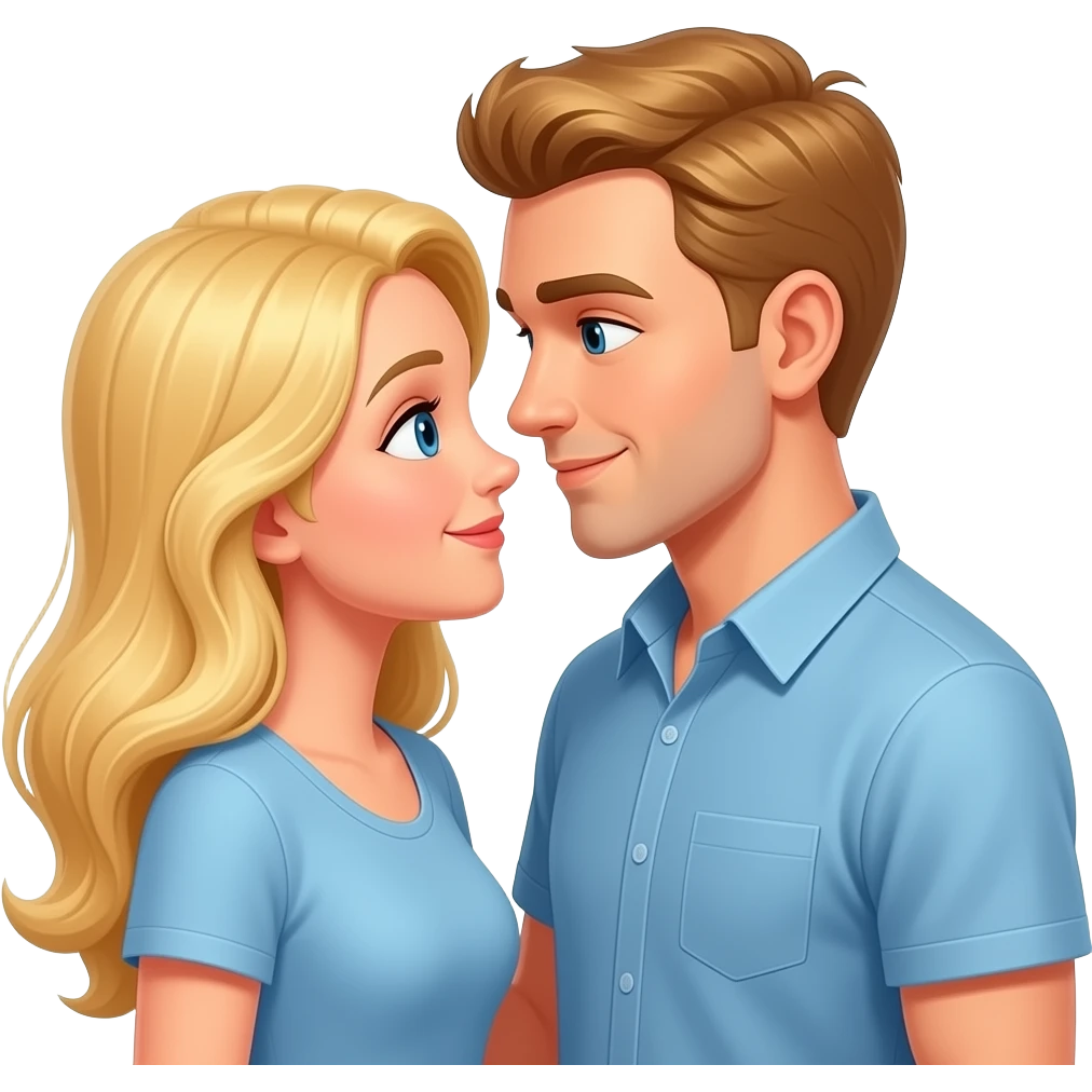 Liebespaar beide blond schauen sich verliebt an emoji