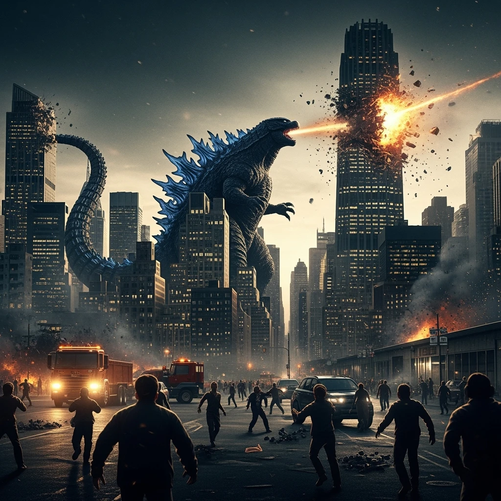 godzilla attackig ny emoji