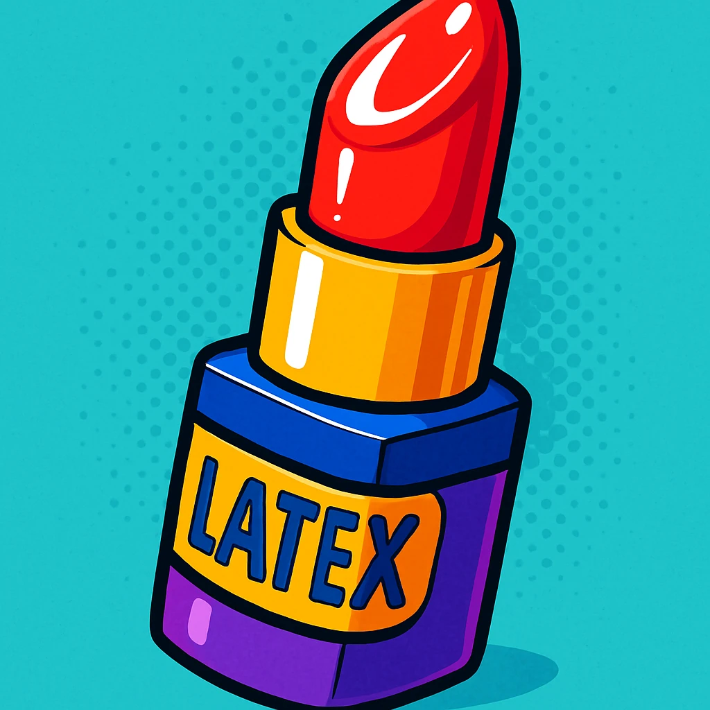cartoon style latex lipstick, colorful, playful, exaggerated features emoji