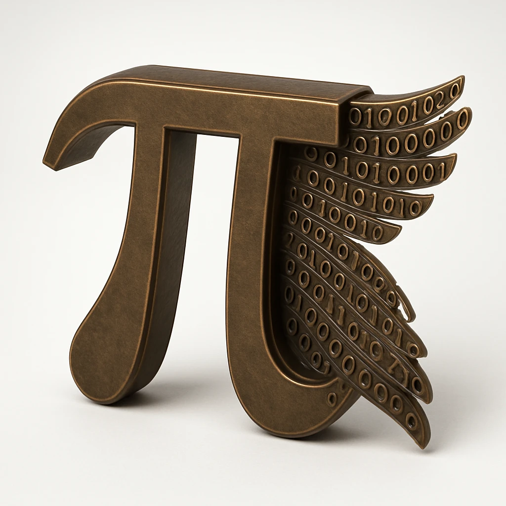  combine the π (pi) math symbol, binary code emerging from it. emoji