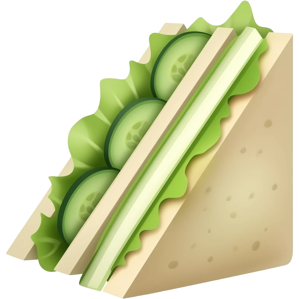 Elegant cucumber and lettuce triangle cut sandwich emoji