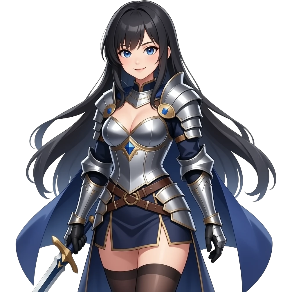 Dark Anime Knight Lady Woman In Sexy Dress Dress And Skirt shiny eyes smirking emoji