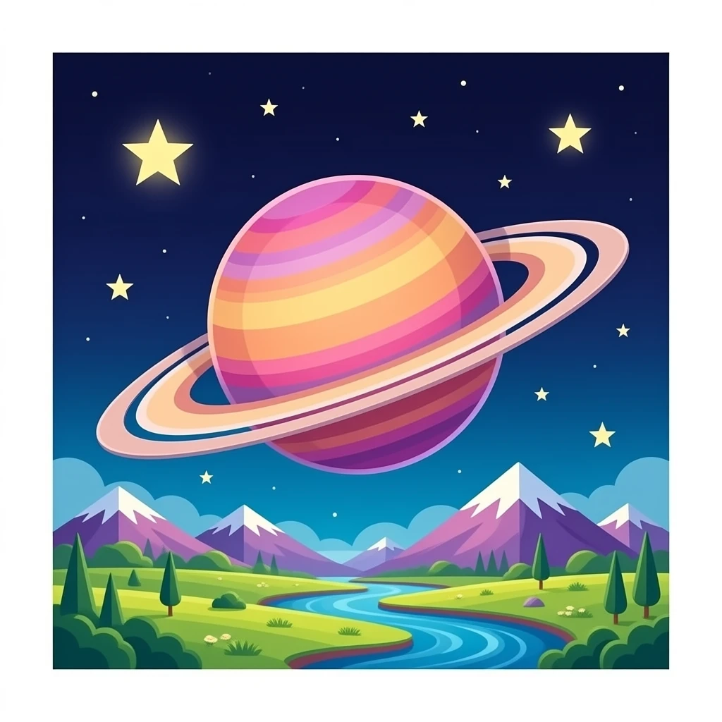 Glitter pop coloured Saturn emoji