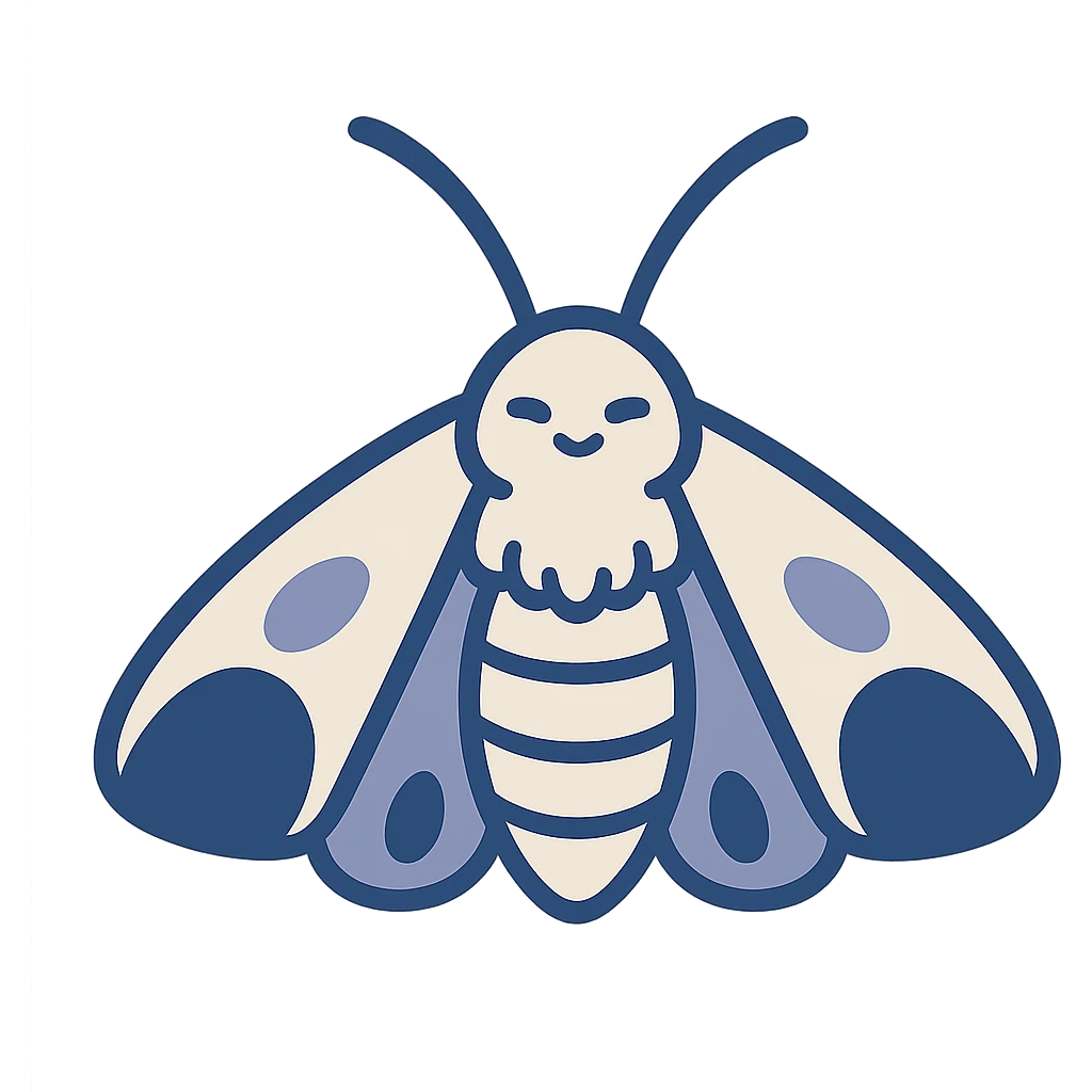 a white and black moth, cartoon style emoji