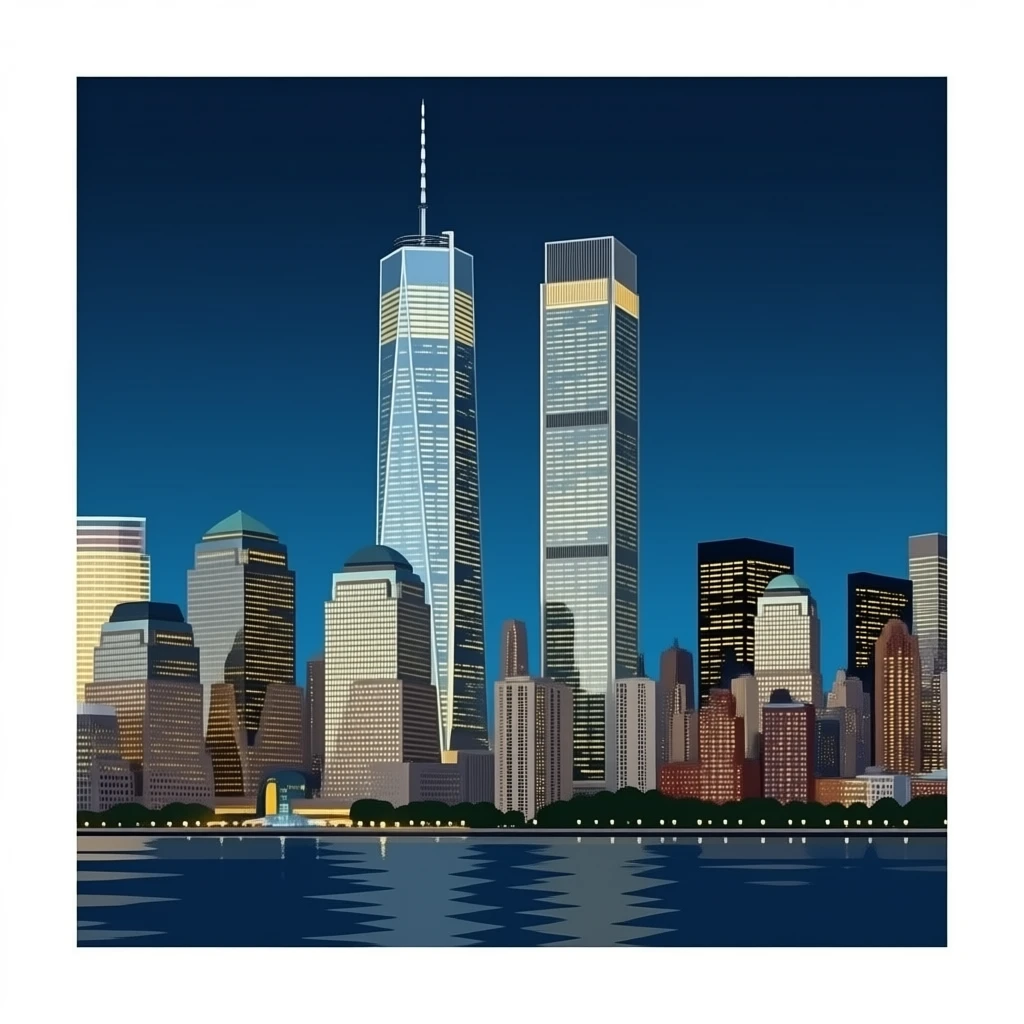 WTC twin towers night emoji