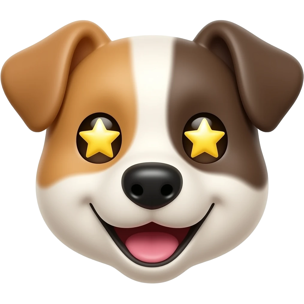 Rsotro de perro feliz con estrellas grandes en los ojos emoji