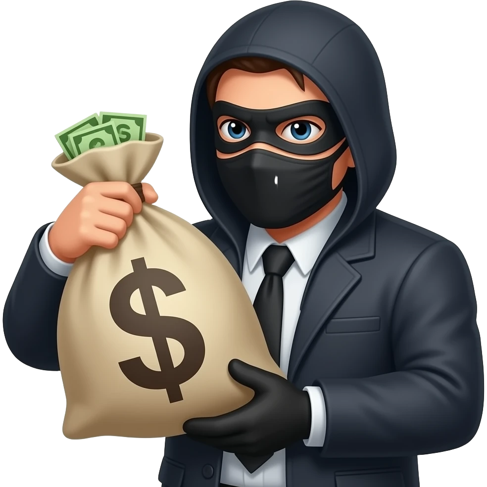 Emoji de ladron con bolsa de dinero emoji