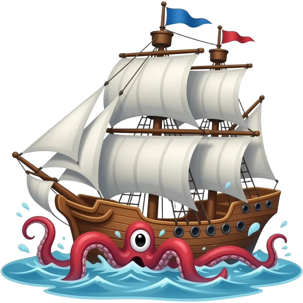 Kraken attacking ship emoji