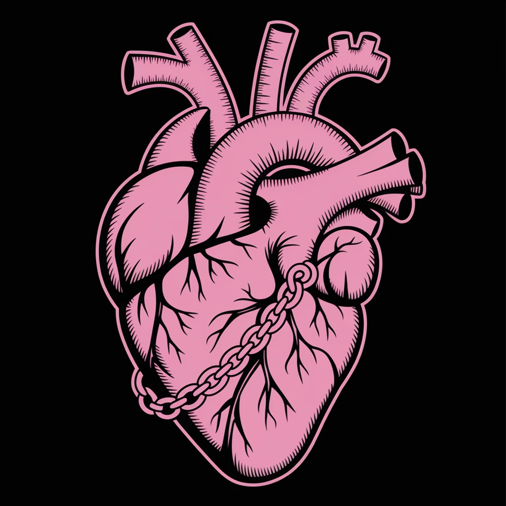 gothic heart with a chain emoji