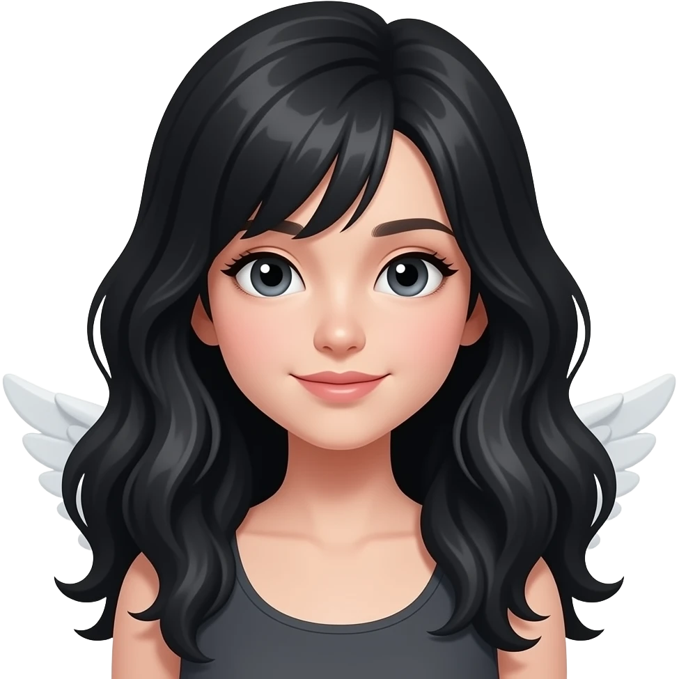 angelic black wavey hair girl with desktop emoji