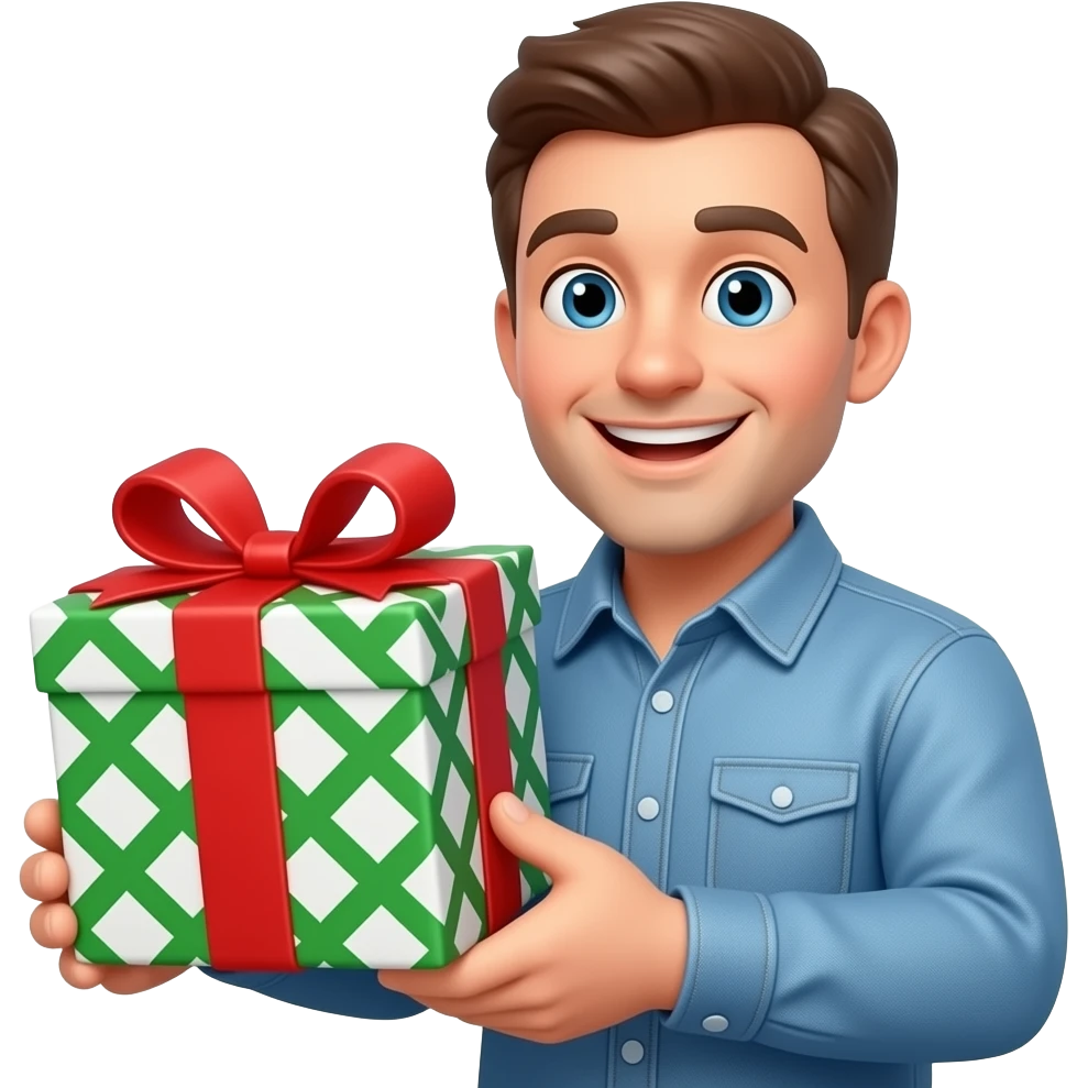 gift box with happy man emoji