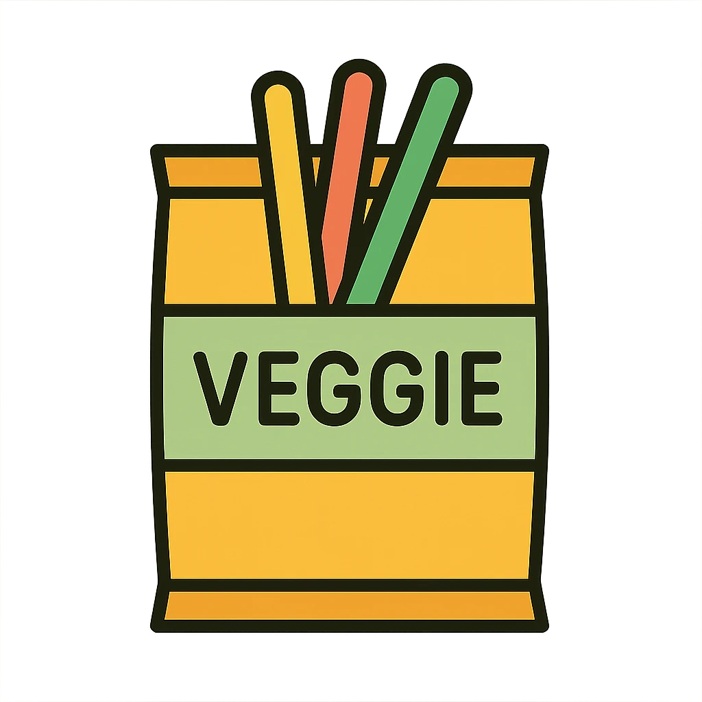 veggie straws, minimal flat icon, simple shapes, no text emoji