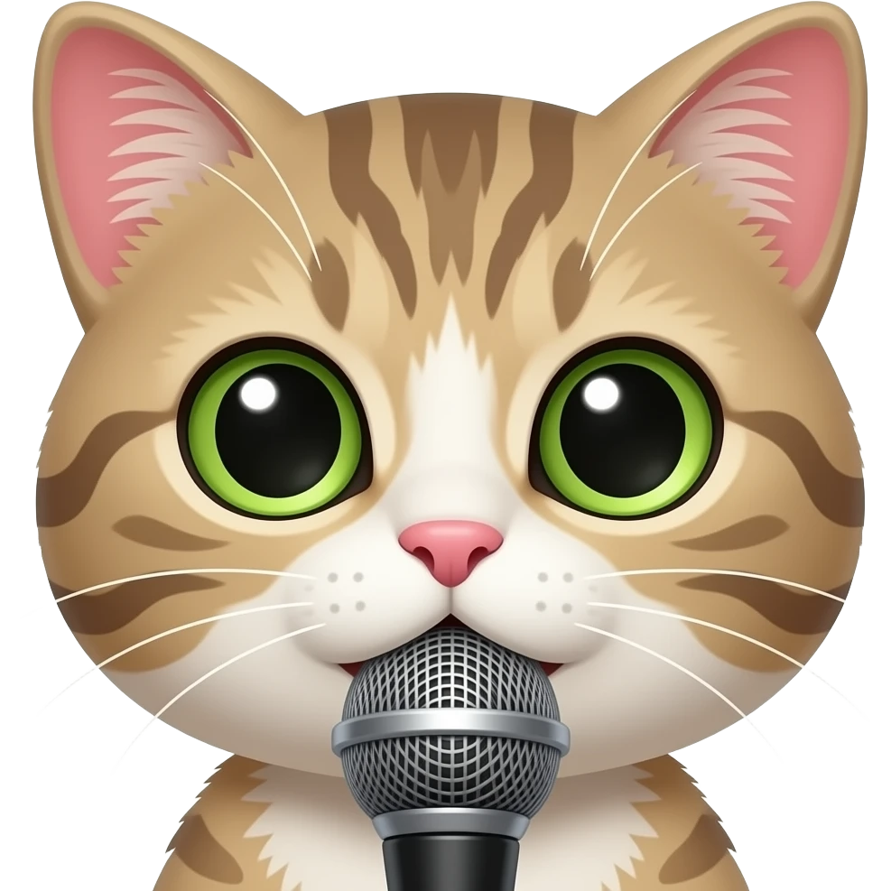 cat rapper with mic with zoomed in view emoji