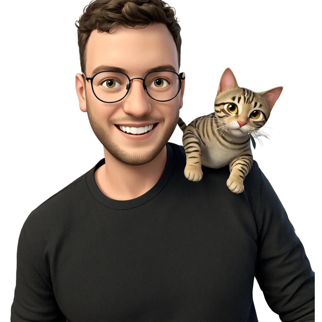 happy boy with cat emoji