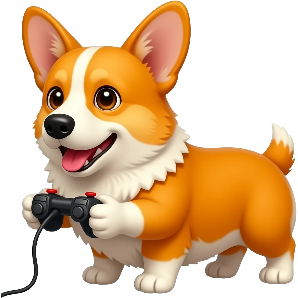 Corgi plays video games emoji