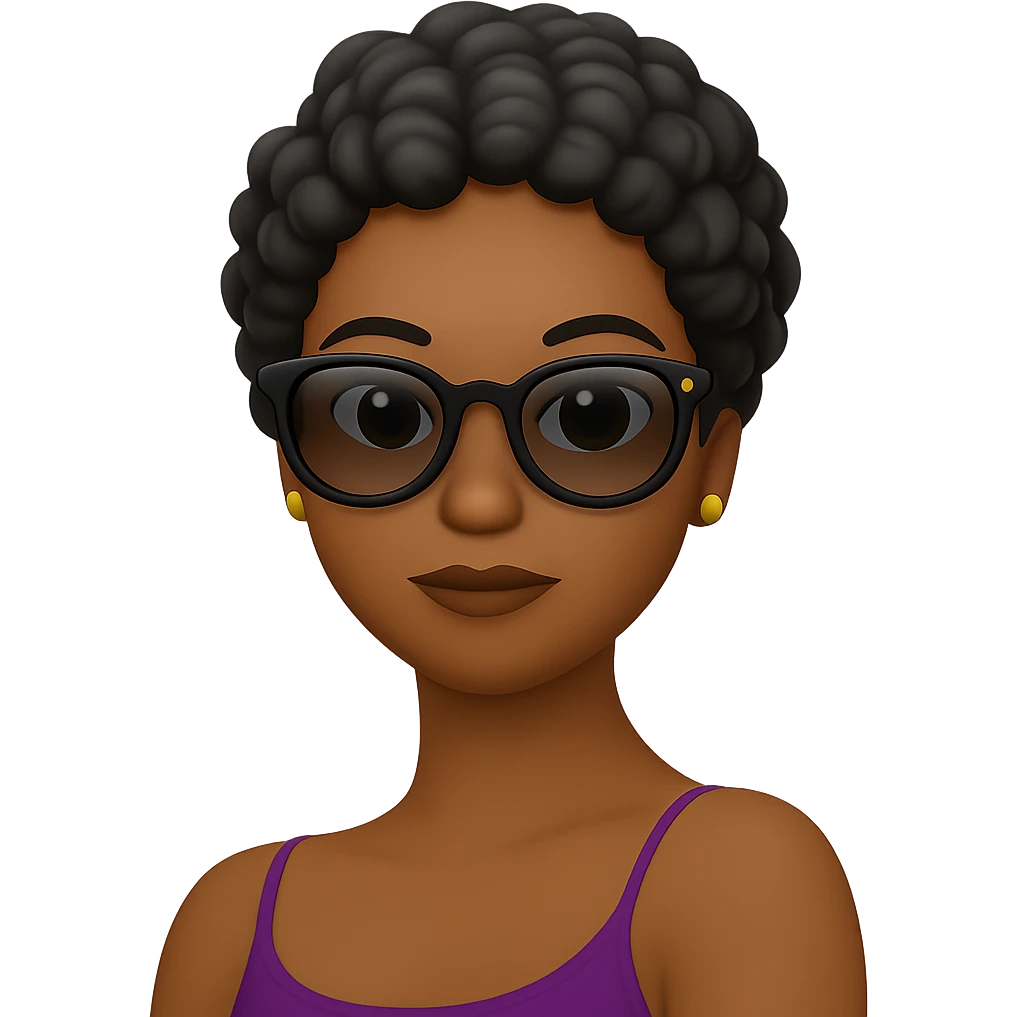 Change her facial expression to normal, keeping the same style as the reference image. emoji