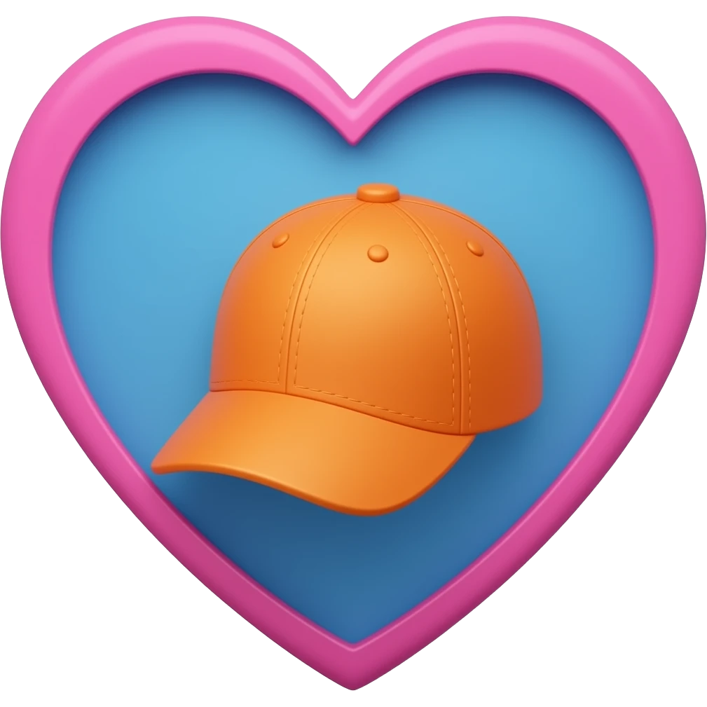 Orange cap and pink and blue in one heart emoji