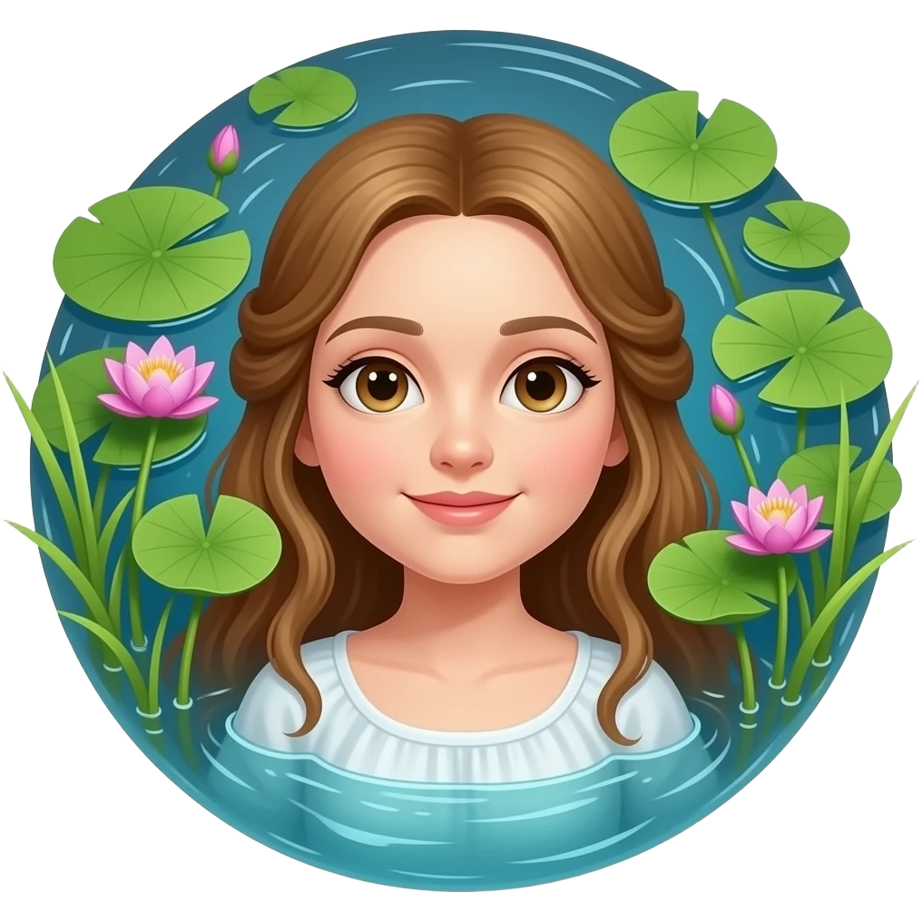 Ophelia lies in the water wrapped in toadstool and water lily - a scene from the original painting by John Everett Miles emoji