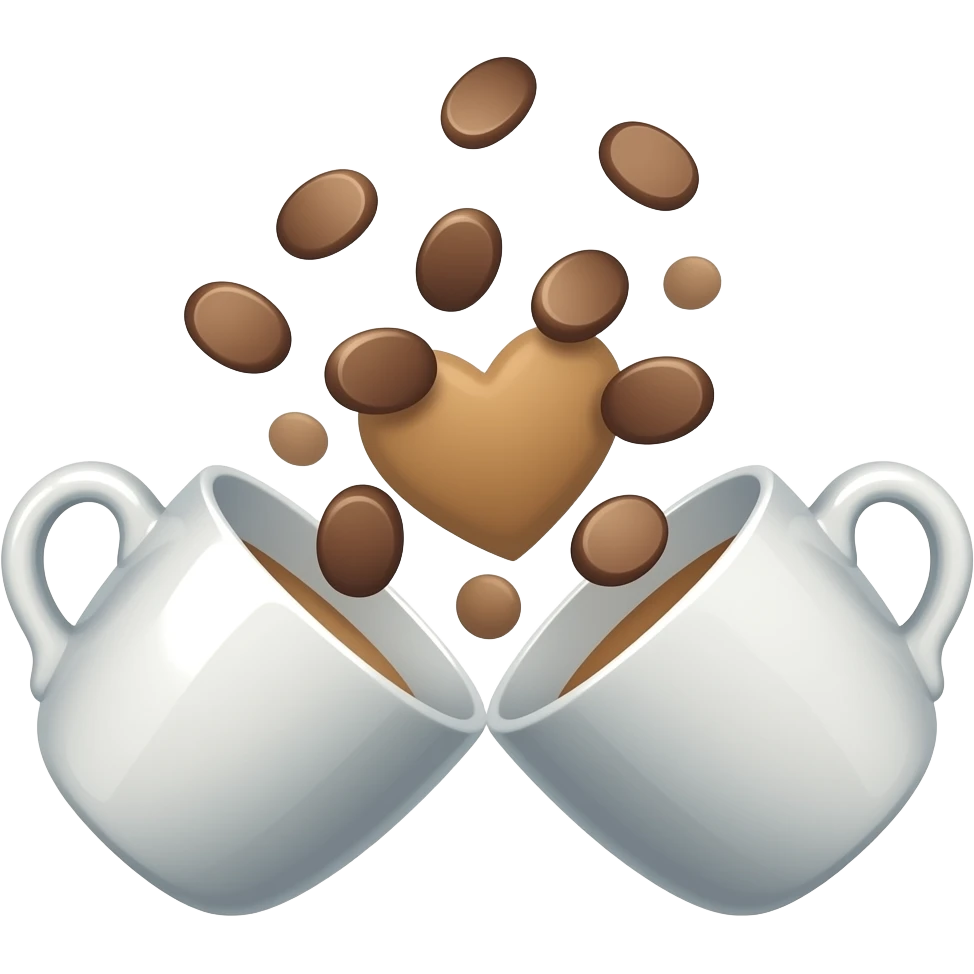 coffee cups falling in love emoji