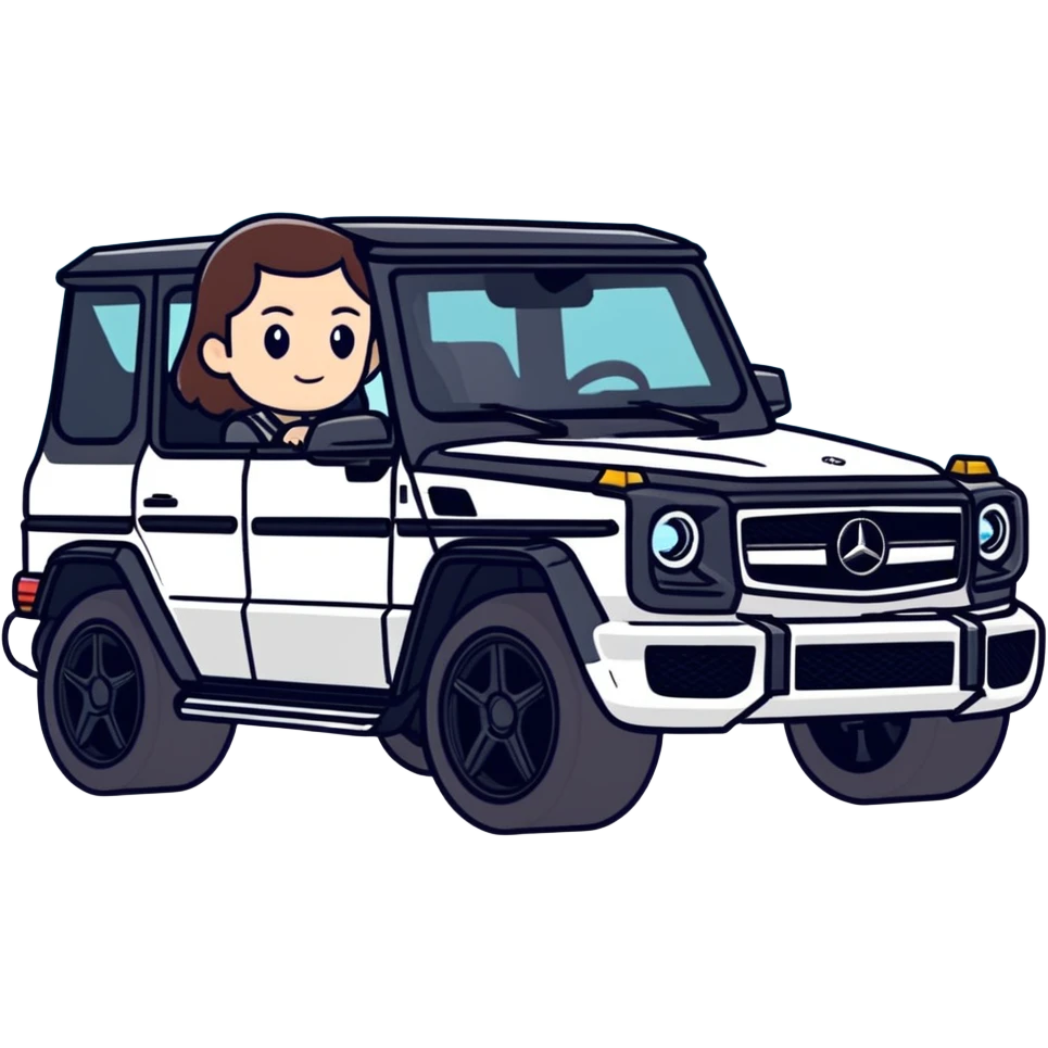 Karen driving a small black Mercedes Benz SUV ￼ emoji