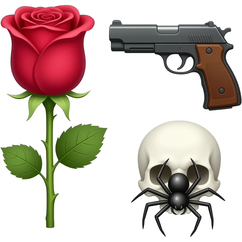 Rose gun skull spiders emoji