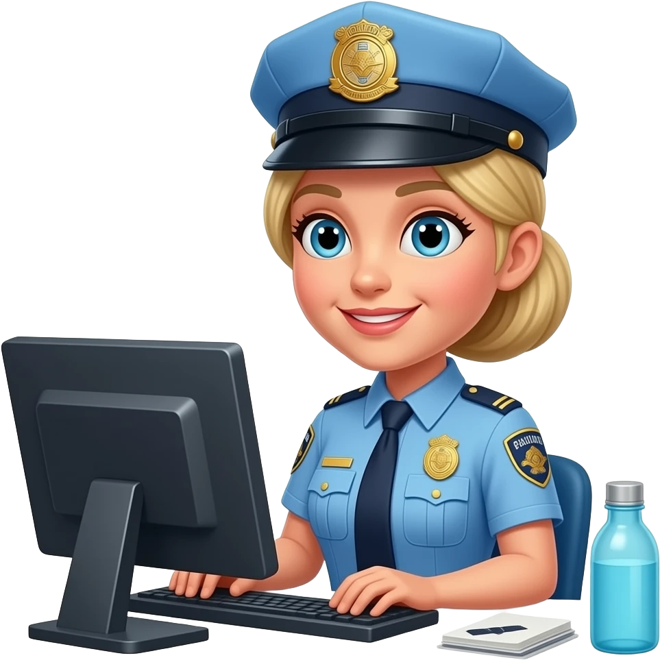 Demon Dispatch lady at a computer emoji
