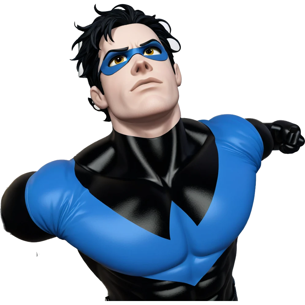 muscular superhero in black bodysuit emoji