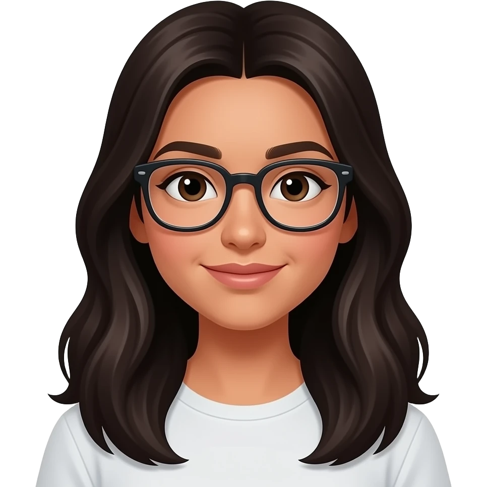 hispanic female teenager with long dark hair and glasses emoji