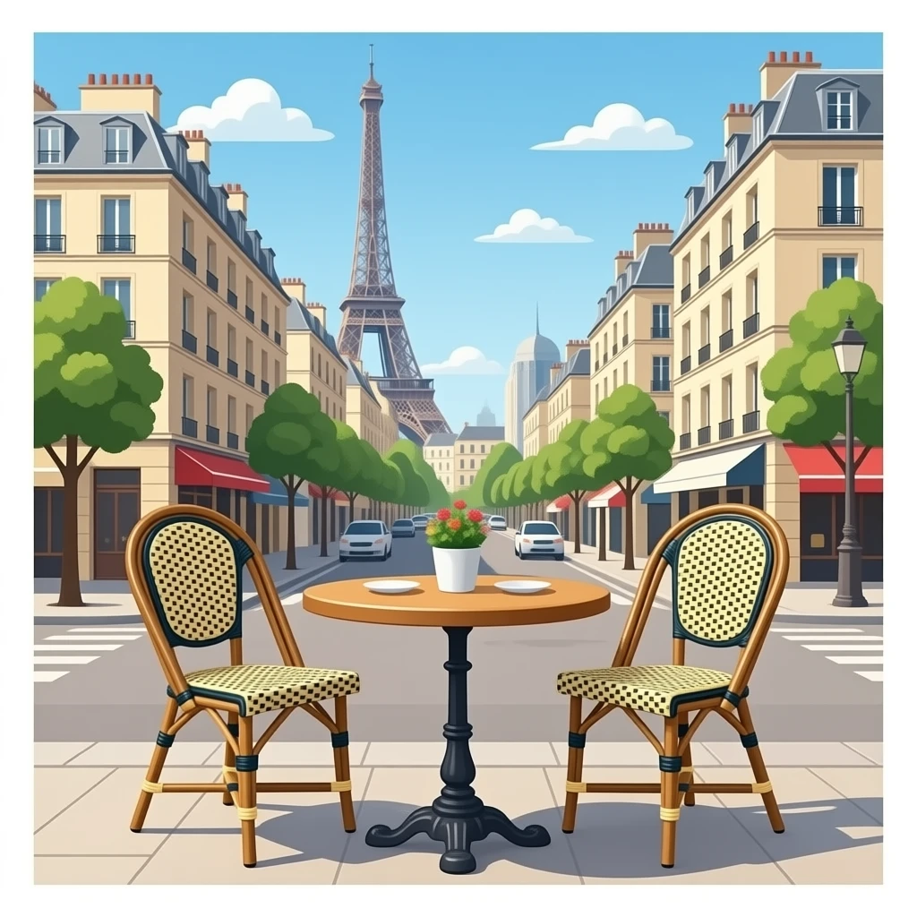 PARIS STREET CAFE TABLE CHAIRS emoji