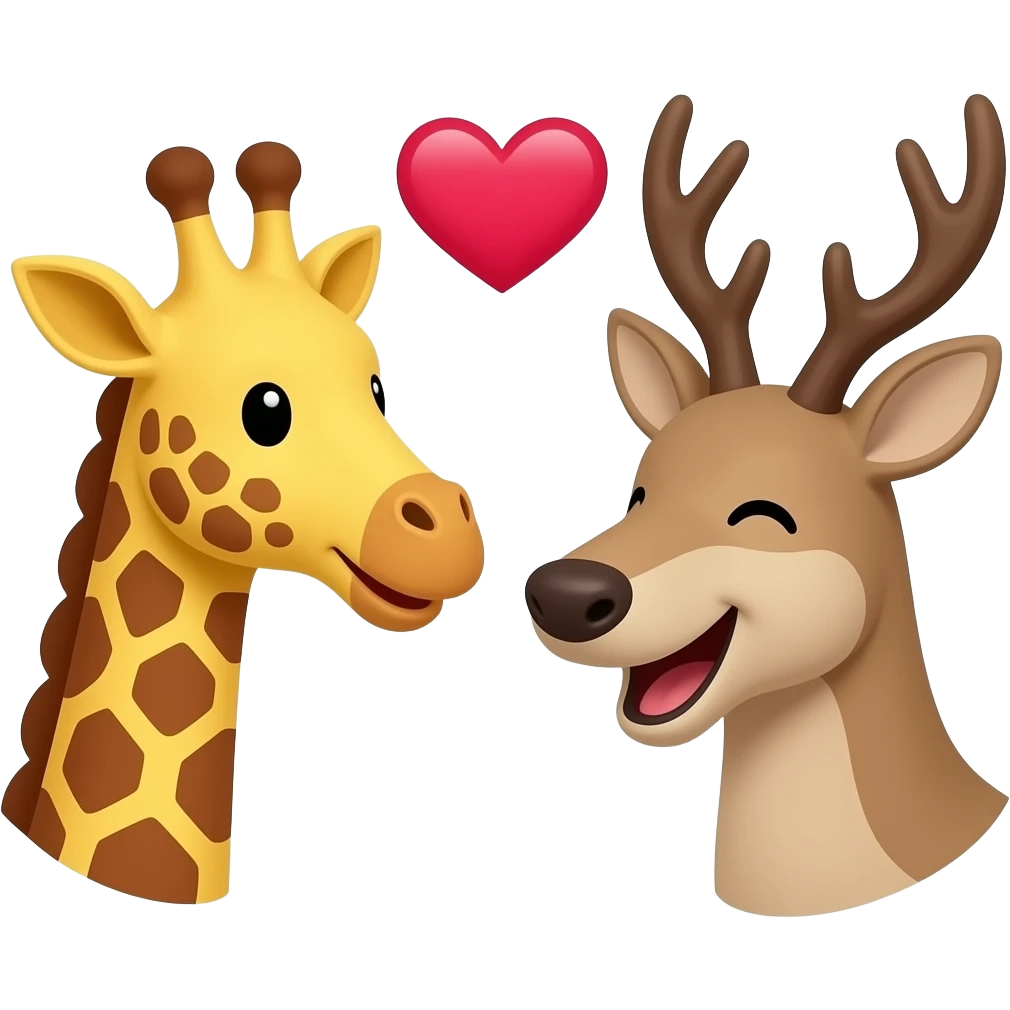 Einfacher Giraffenkopf und Elchkopf schauen sich an ind lachen herzlich emoji