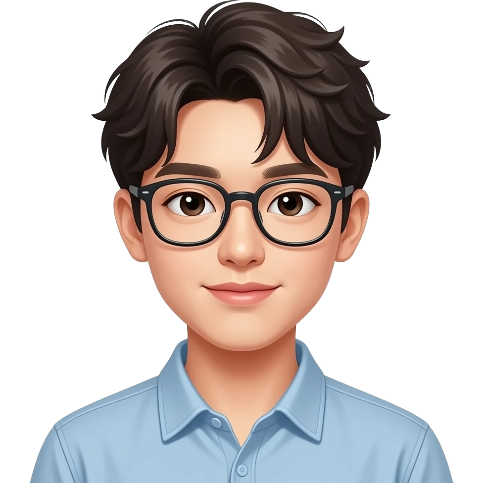 약간곱슬머리에 안경을 쓴 방시혁을 닮은 10대 한국남자 emoji