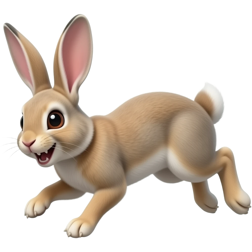 Rabbit with four feet on the floor and it's jumping but make it SUPER funny and evil and freaky emoji