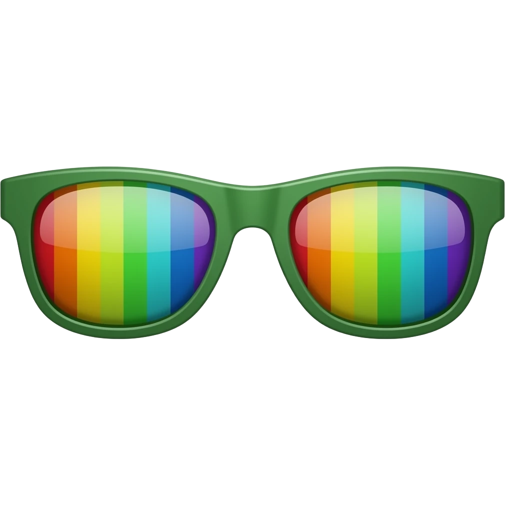 green sunglasses with rainbow lens emoji