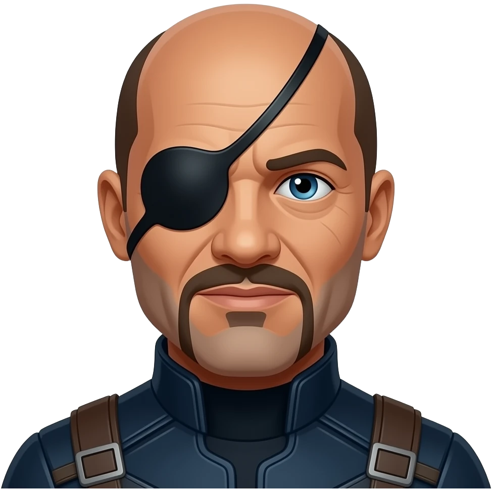 Nick Fury Marvel black eye patch one eye only head emoji