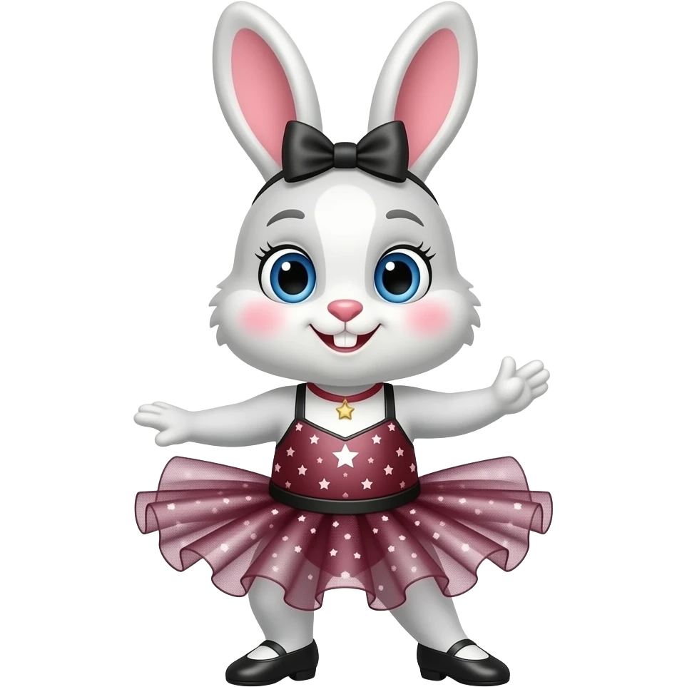 A cute bunny dressed as a tap dancer emoji